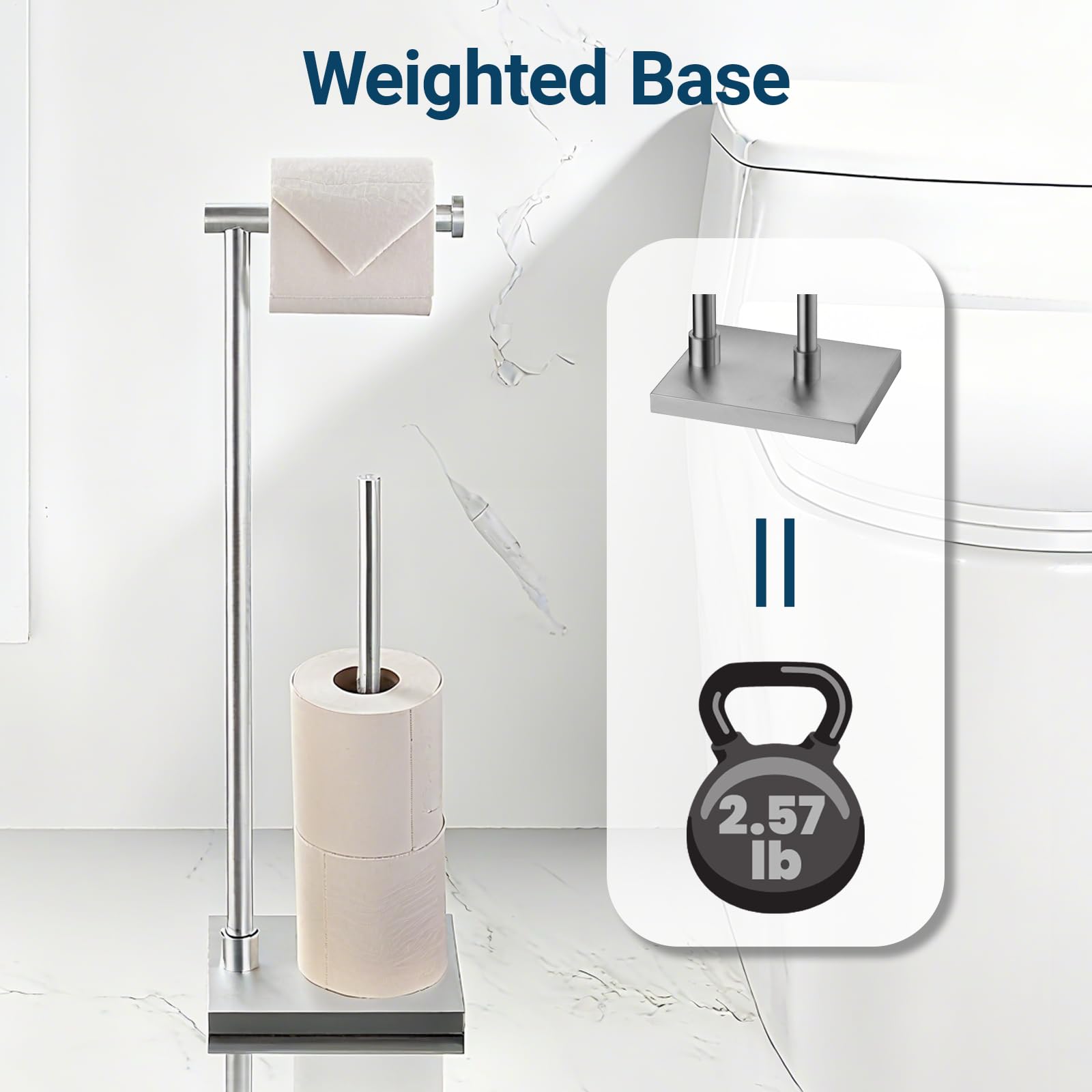 KLXHOME F02N2 - Porta rotolo di carta igienica autoportante in acciaio inox, finitura spazzolata