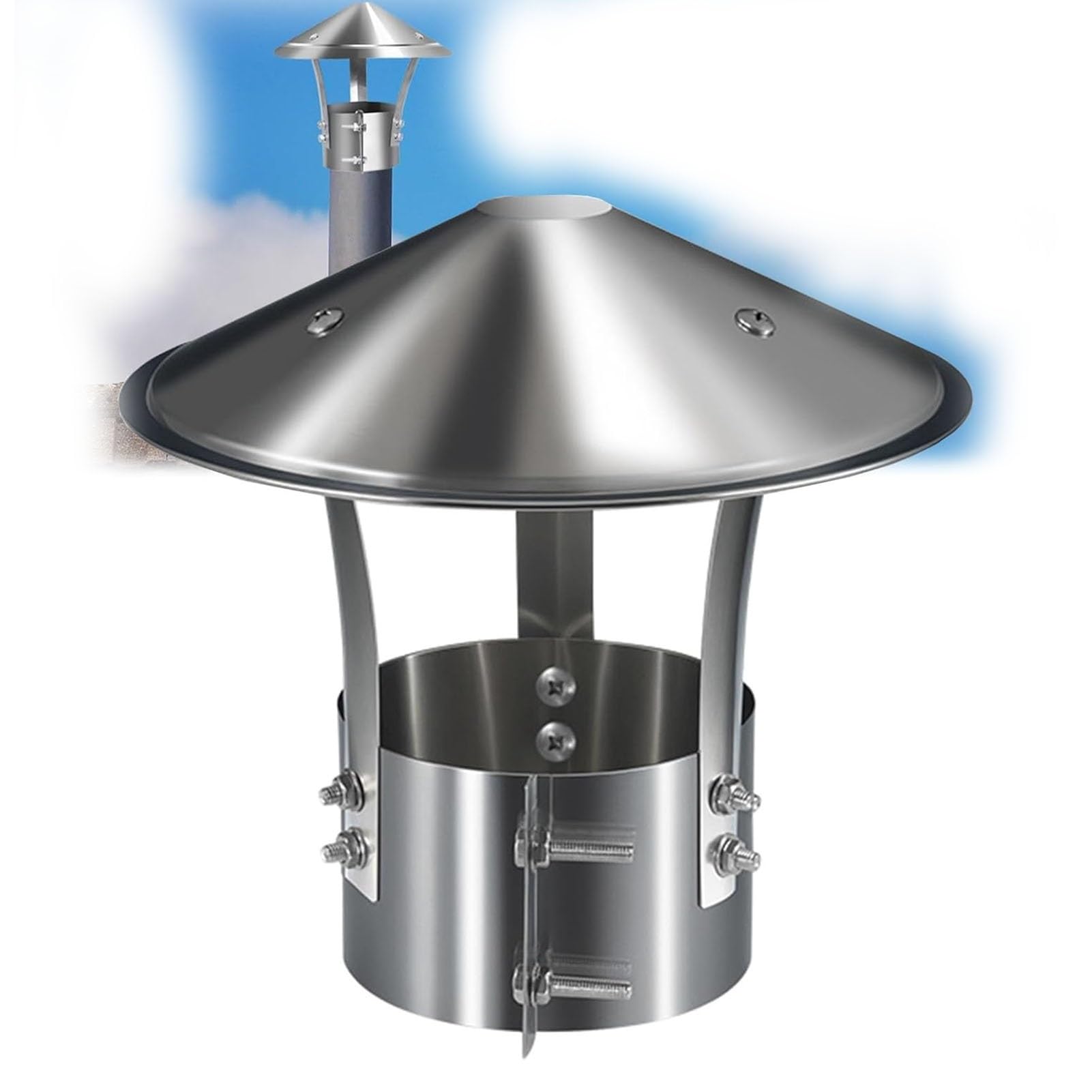 Chimney Rain Cap 304 Stainless Steel, All Weather, Flue Cover, Stove Pipe, Roof Vent(220 mm/8.6 in)