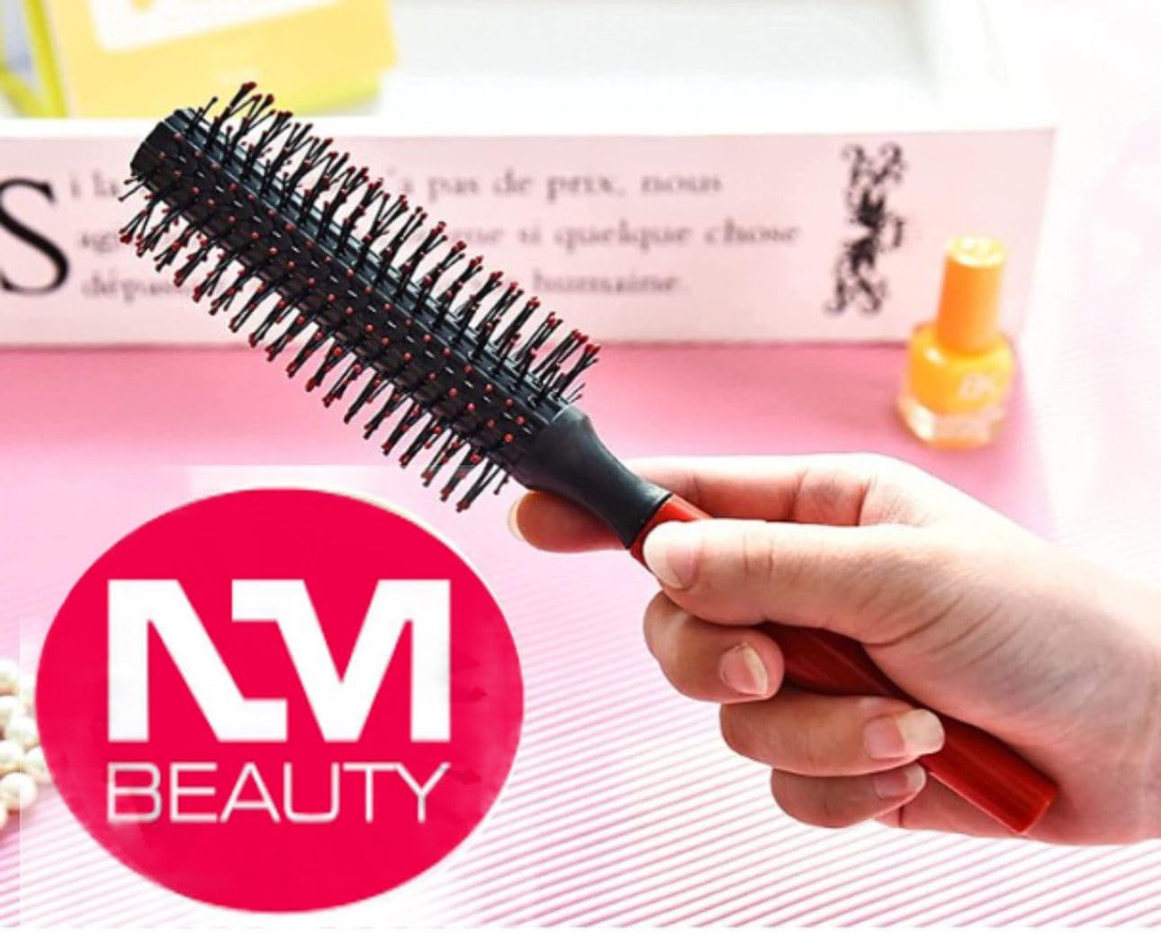 NM Beauty Professional Anti-Static Hair Brush, Curl and Dry Roll Brush for Blow Drying Hair Styling Tool, Red (Pack of 2) - Image 3