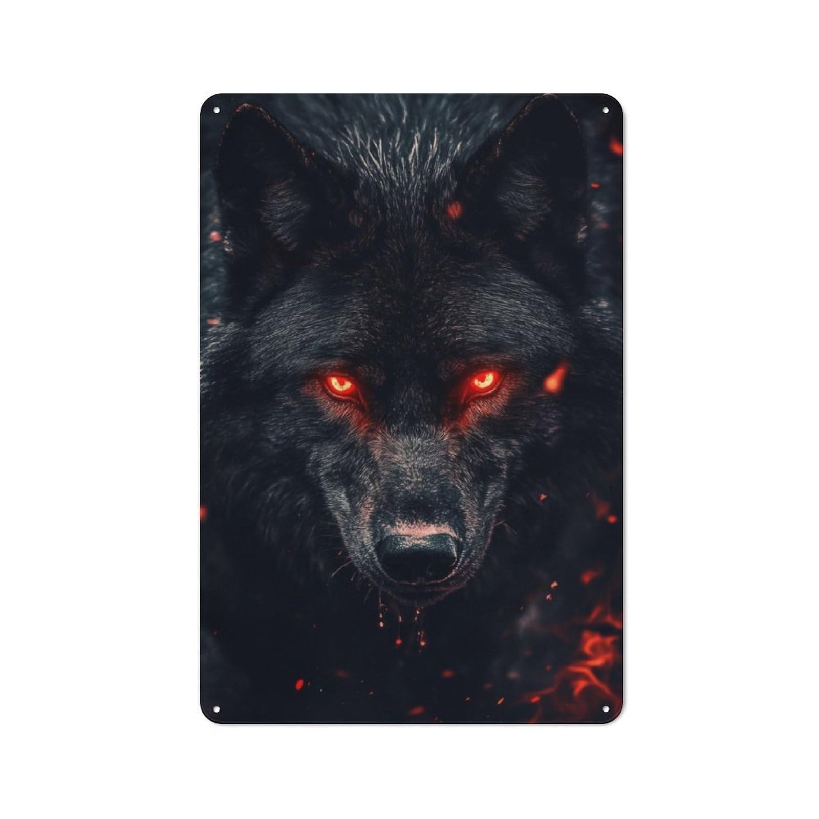 Junmoney Fiery Wolf Tin Sign 30X20cm For Café Or Home Bar, Rustic Wall Decor, For Garage, Workshop And Man Cave Decoration