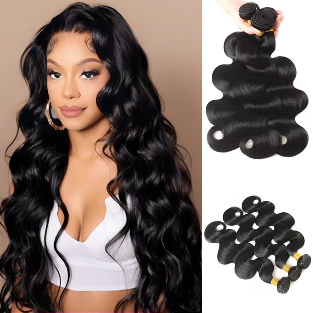 Bundles Human Hair 100% Unprocessed Brazilian Virgin Body Wave Human Hair Bundles 3 Bundle Total 300g Natural Black Color 18 20 22 Inch