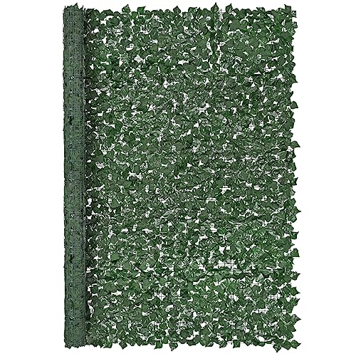 VEVOR Valla de Privacidad de Hiedra, 2440 x 1830 mm Pantalla de Pared Verde Artificial, Valla de Hiedra Verde con Junta Reforzada, Setos Sintéticos Decoración de Hojas de Vid para Jardín, Patio