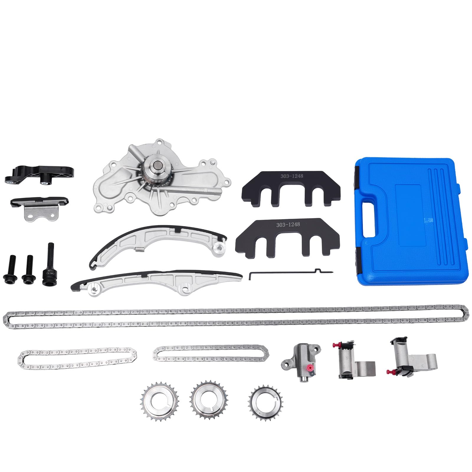 Photo 1 of Autodevil Timing Chain Kit Water Pump 3.5L 3.7L with Toolbox for Edge 2007-2010 for Taurus 2008-2010 for MKX 07-10 for Flex 09-10 for MKT/MKZ/CX-9 Engine Time Parts 7T4Z-6K254-BA 7T4Z-6256-A AW6218