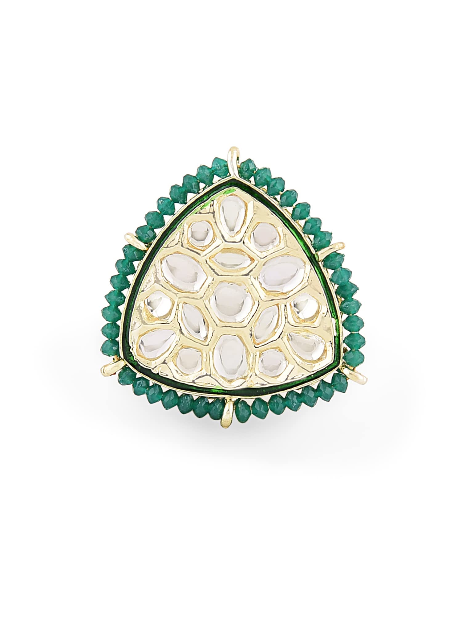 ZAVERI PEARLS Green Dazzling Crystal Beaded Triangular Kundan Adjustable Finger Ring For Women-ZPFK11545 (B09NND85SC) Amazon Price History, Amazon Price Tracker