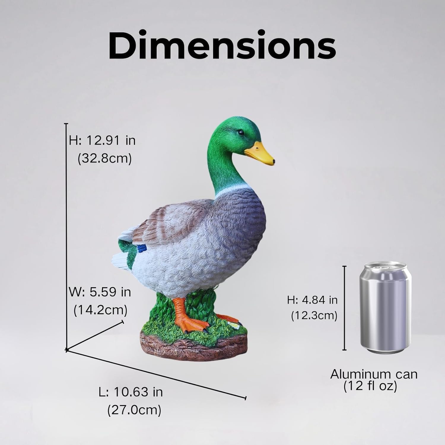 Porch Duck Statue Outdoor Decor,12.9''(H) Realistic Mallard Garden Statue for Yard Lawn,Resin Animal Sculptures Home Patio Art Decorations