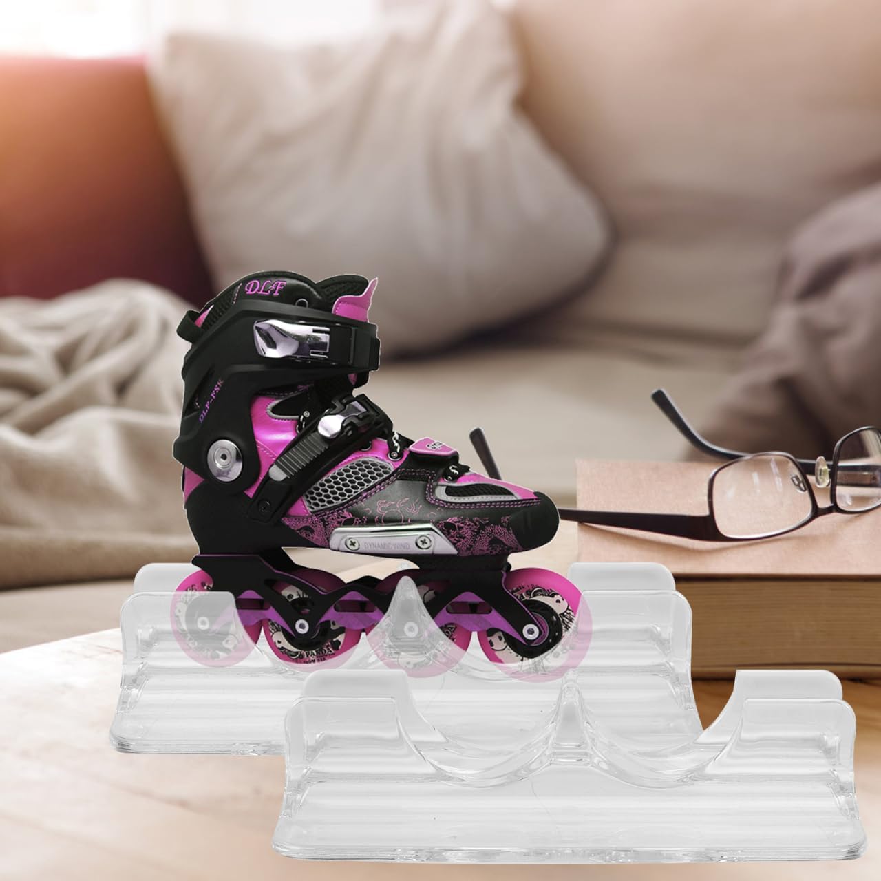 Ice Skate Display Stand Acrylic Ice Skates Storage Holder for Retail Shops Shopping Centers and Home Display Fits Roller Skates 2 pack 4.72 X 3.74 X 0.98 in