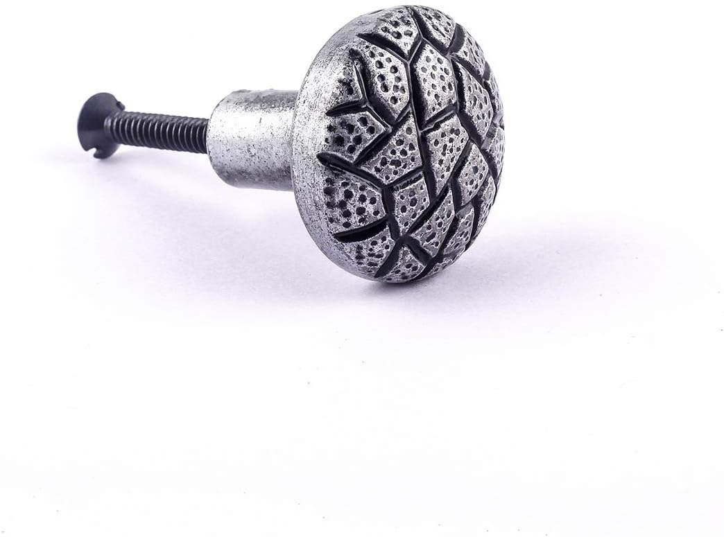 Renovators Supply Manufacturing Iron Cabinet Knob Round Cobble Stone Design Pewter Finish Cabinet Hardware