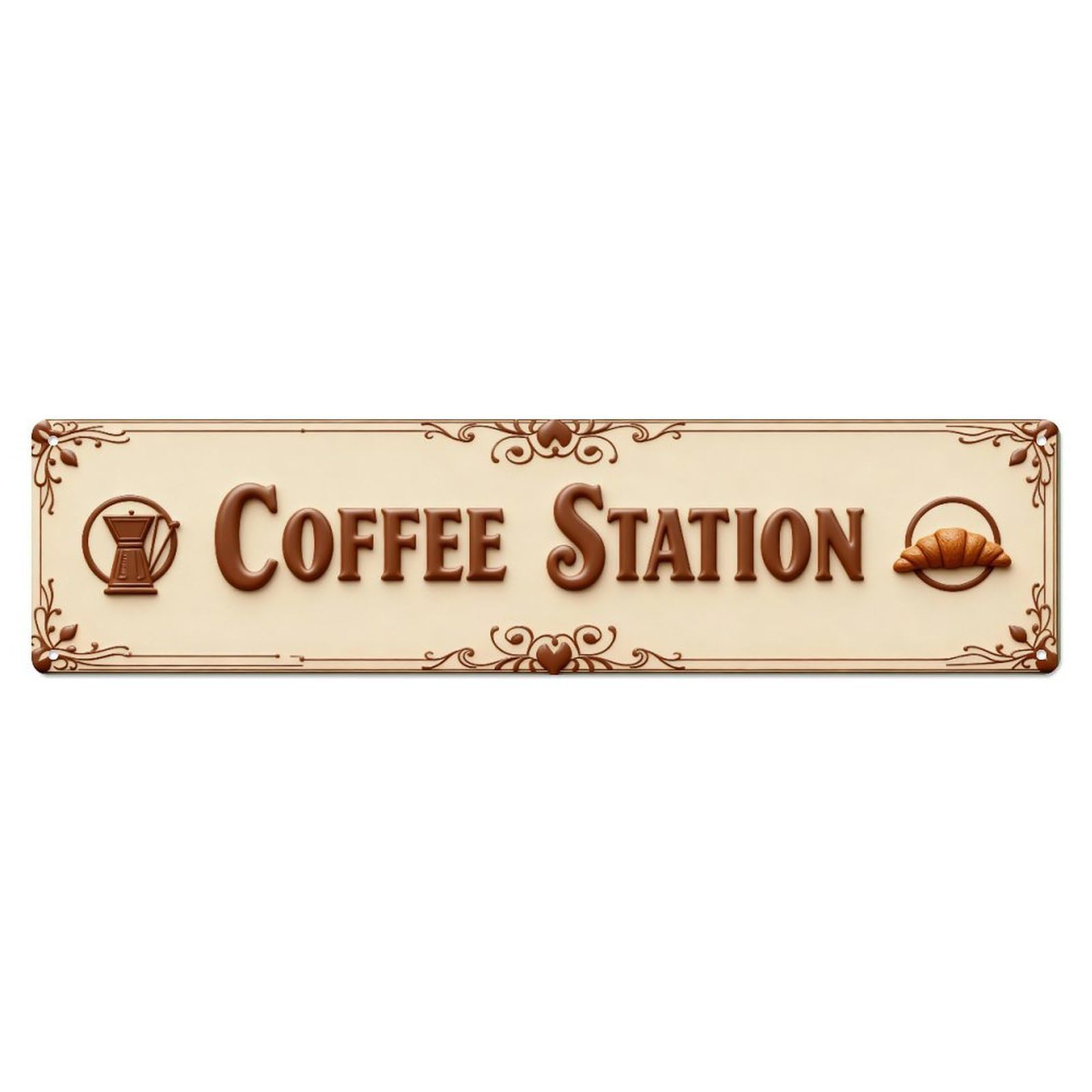 Coffee Station Sign Pattern Metal Tin Sign Plaque