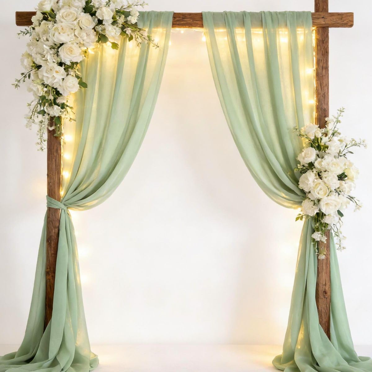 MLMC Sage Green Chiffon Fabric by The Yard Pre-Cut Sheer Chiffon Arch Fabric 3 Yards Airy Continuous Draping Panels 60 inch Wide for Wedding Backdrop Craft Ceiling Decor - 4