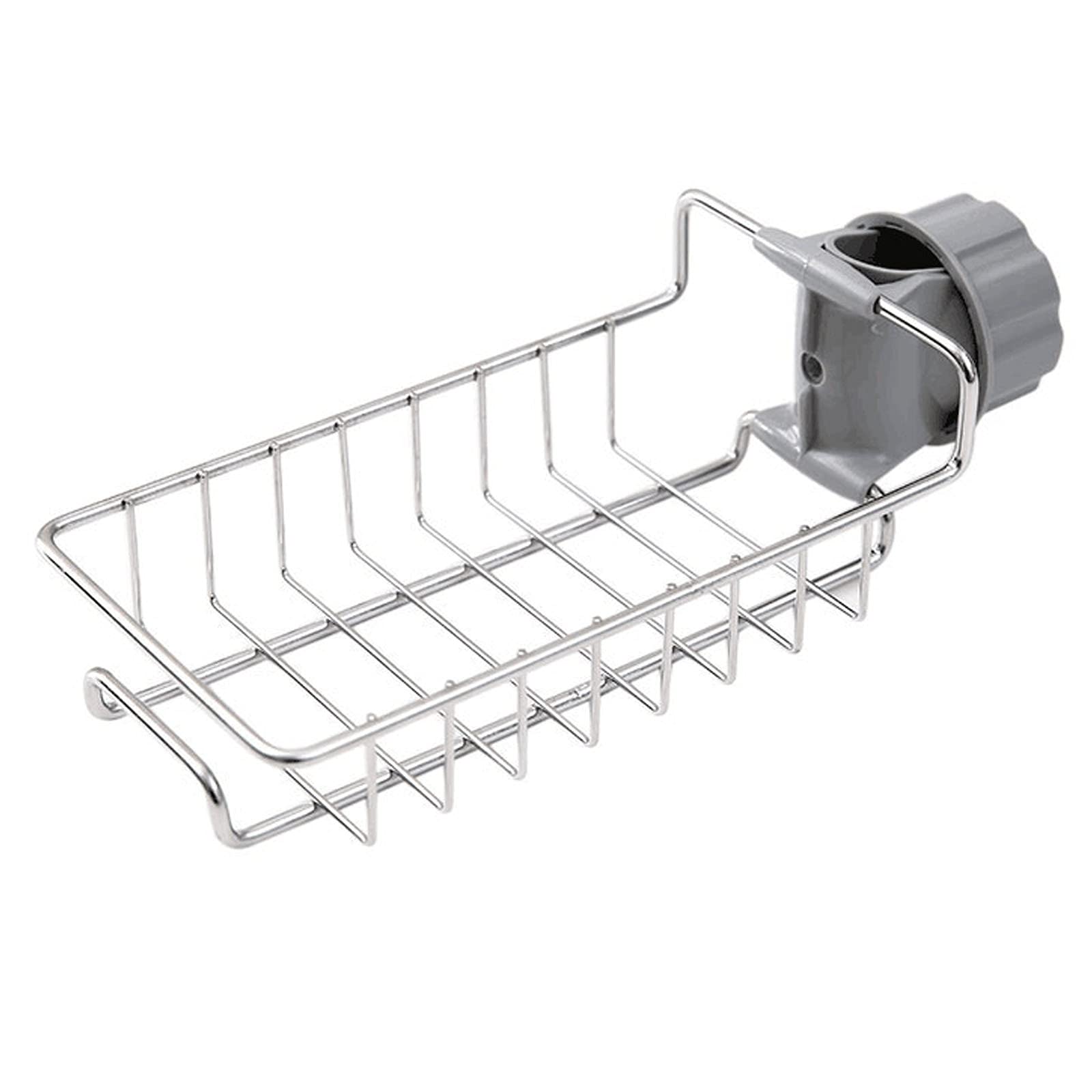 HHS Faucet rack/kitchen sink sponge rack/domestic stainless steel non-perforated bathroom shower rack, large-capacity storage rack for small objects at hand