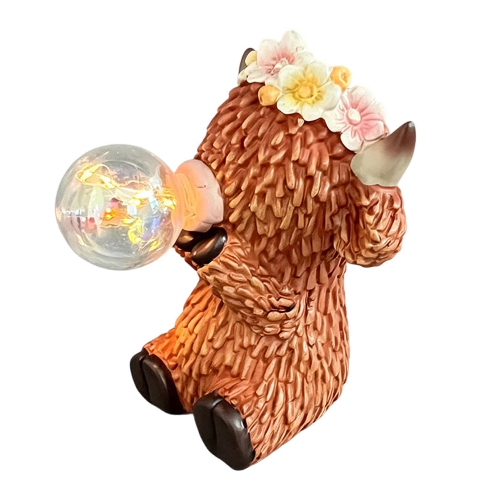Estatua de vaca para jardín exterior | Figuras de animales solares de resina con luz solar e impermeables - Estatua para jardín interior y exterior - para alféizar de ventana, escritorio, balcón, por