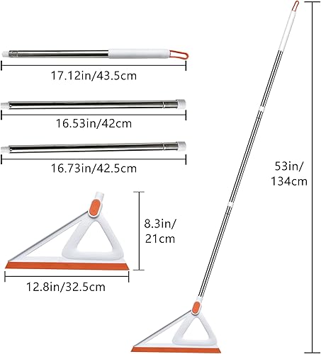 Miniatura 2 de Escoba mágica multifunción, escoba de goma con mango largo de 53 pulgadas, barredora de raspado de piso de silicona para piso de baño, espuma,