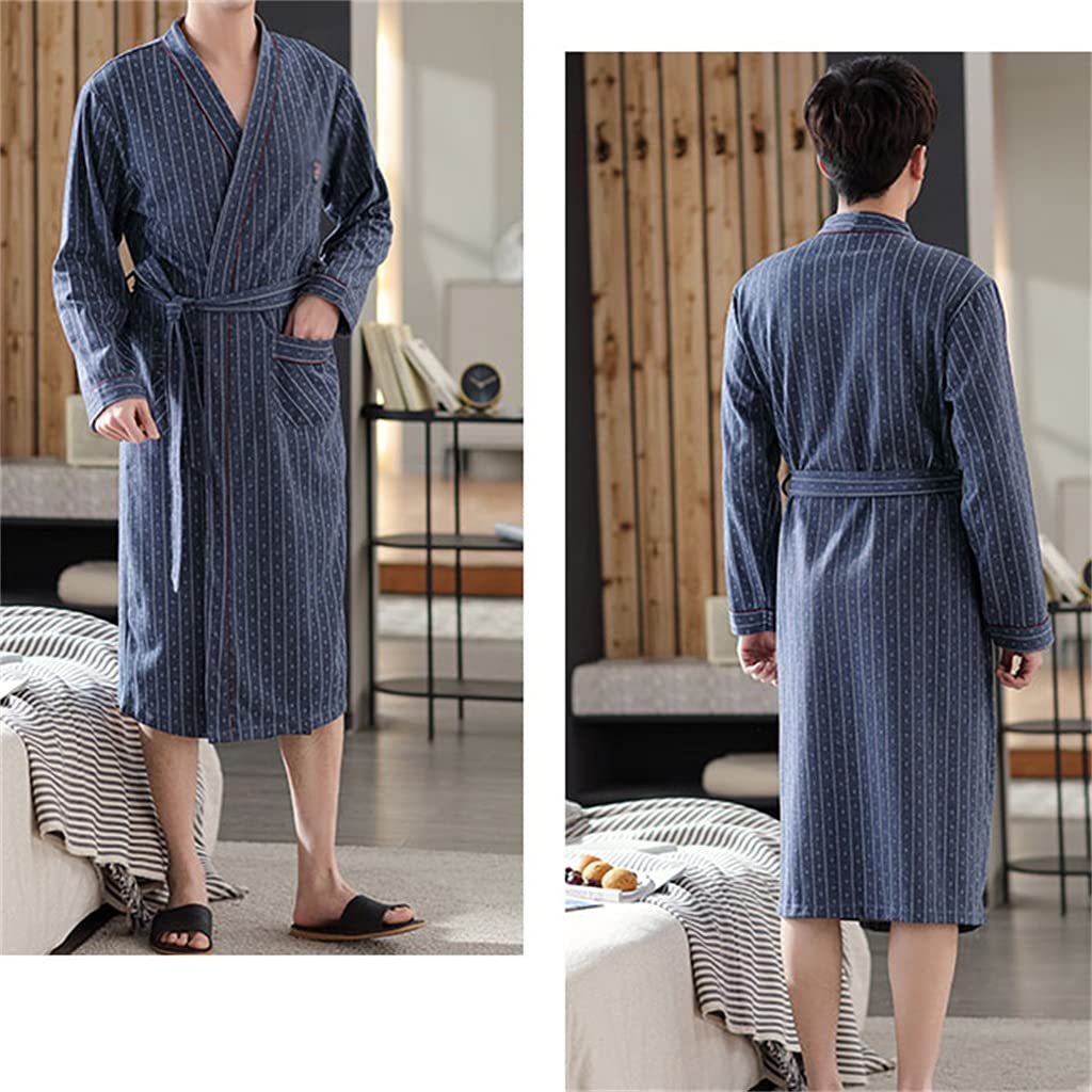 Bathrobe Men's Casual Comfortable Robe Loose Bathrobe Pajamas Home Wear Can Be Worn Outside(XL code)