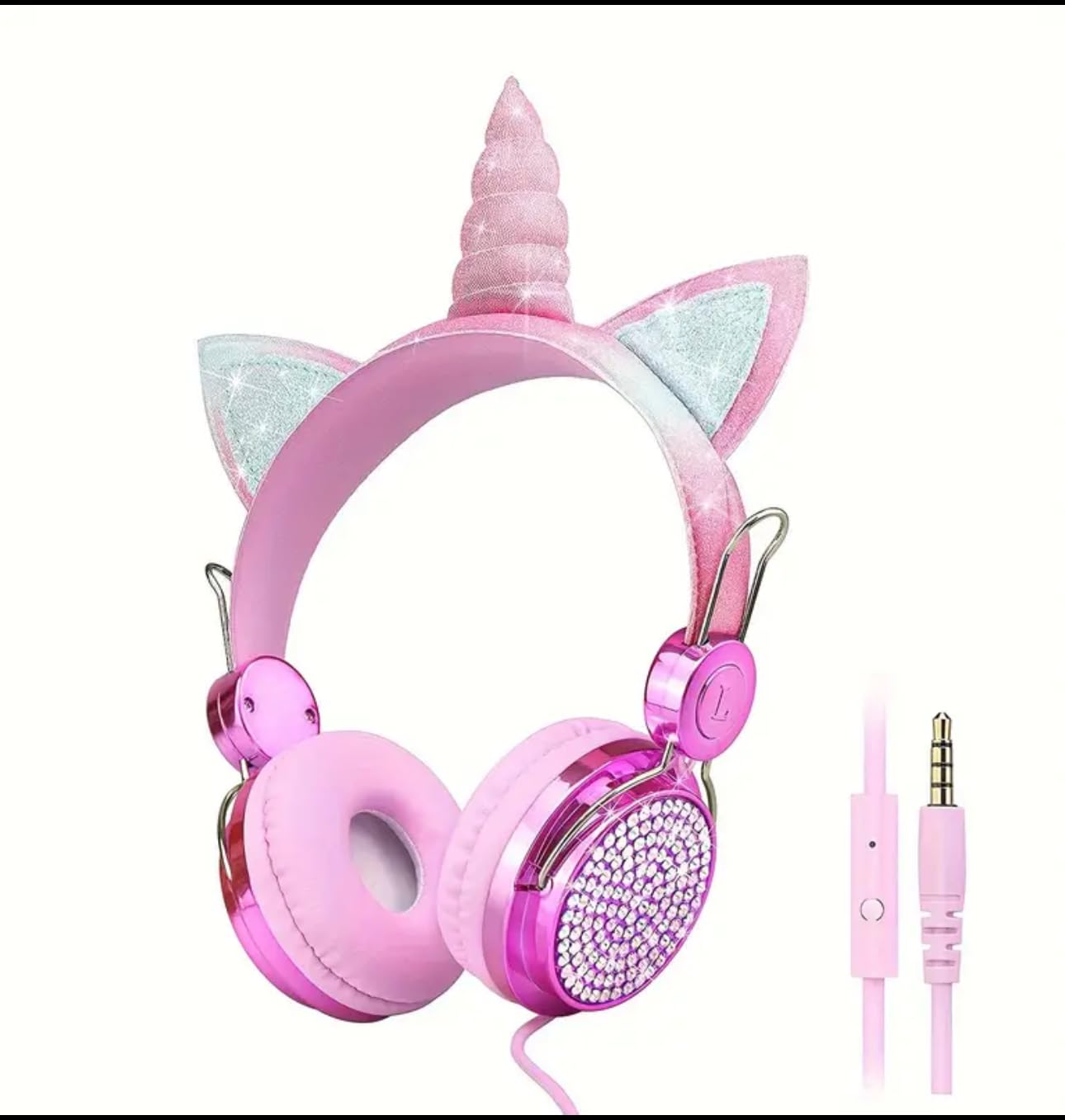 Generic Zarmany Cell Phone Headset with Microphone Noise Cancelling Headphones Over-Ear Wired Headphones Adorable Bulk Cartoon Headphones, Pink