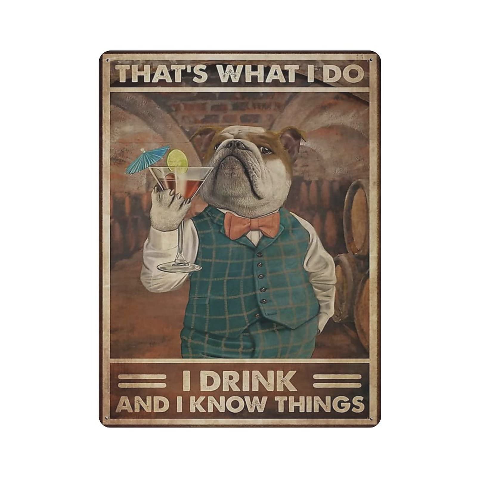 AOOEDM Drink And I Know Things Metal Signs for Garage Man Cave Bar Kitchen Coffee Tin Sign Nostalgic Wall Decor Signs Vintage Retro Poster