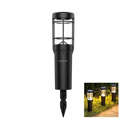Homehop Solar Powered LED Bollard Pathway Lights for Outdoor Home Garden Waterproof Flickering Decoration Landscape Dancing Lamp (ABS, Warm, Multi-Color)