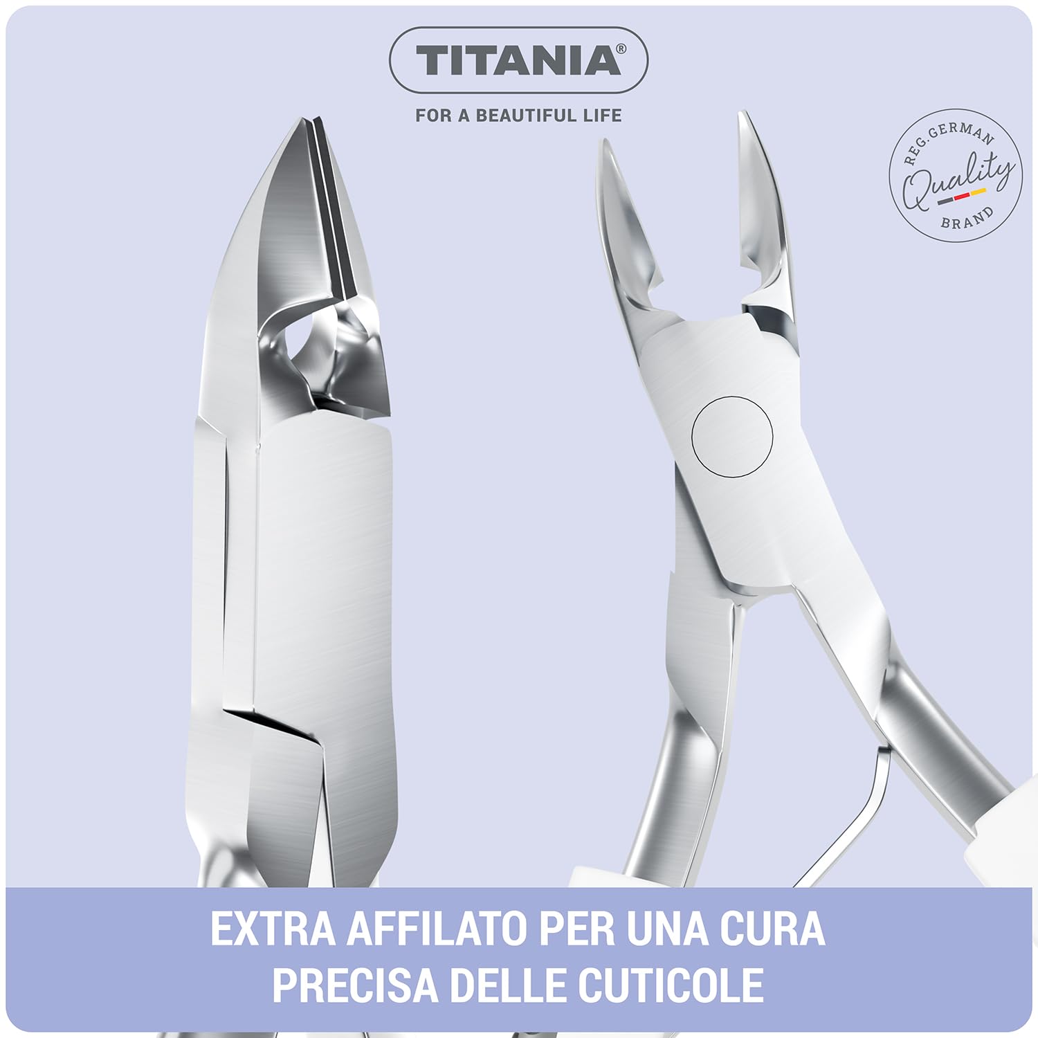 TITANIA Tronchesino per cuticole con impugnatura Softtouch • Tagliacuticole per manicure e pedicure • Rimuovi-cuticole preciso in acciaio inox • Pinza professionale • 100% acciaio inossidabile