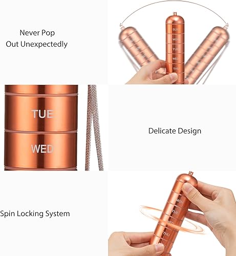 Miniatura 4 de Vorey Pastillero de metal, pastillero de viaje, organizador de medicamentos, portátil, impermeable, semanal, apilable, contenedor de píldoras diario