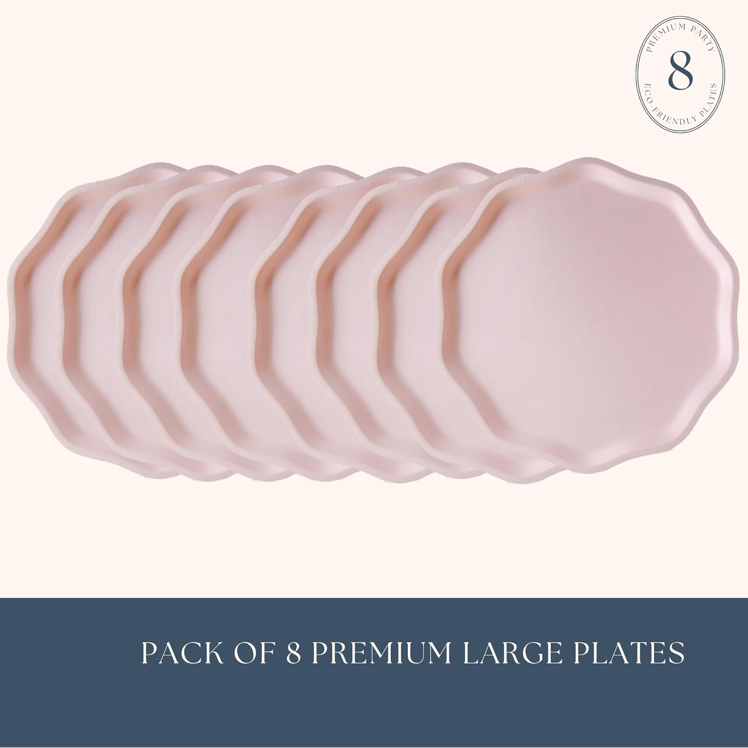 Bonjour Fête Petal Pink Compostable Dinner Plates | Sturdy Disposable Plates for Girl Baby Showers & Birthday Decorations | Premium 10.5" Size, Pack of 8 | Eco-Friendly Party Supplies - Image 2