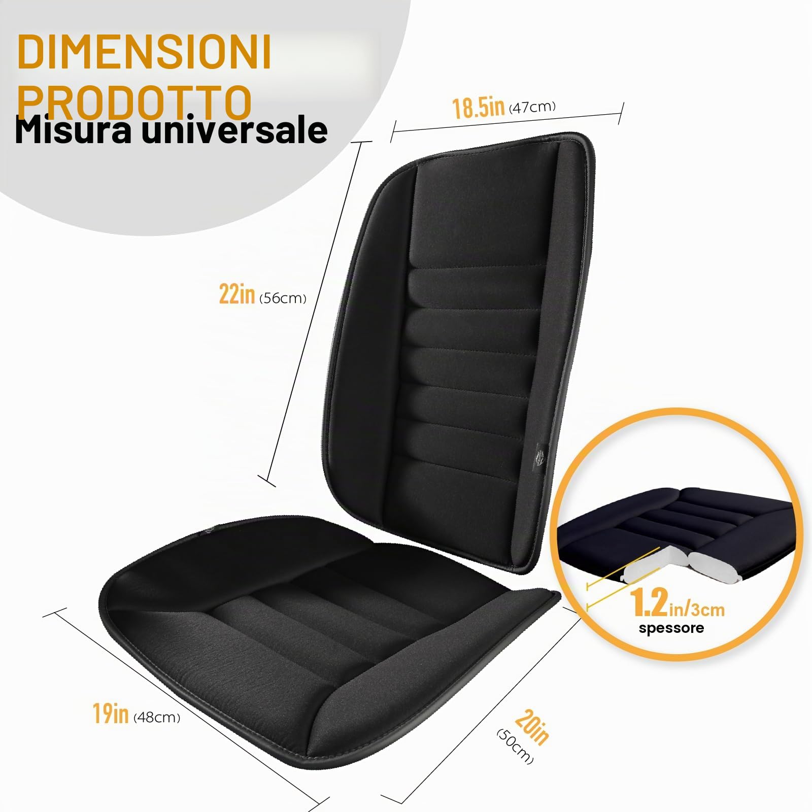 kingphenix Cuscino per Sedile Auto con Supporto Lombare: Design in Memory Foam per Maggiore Comfort e Sollievo dal Dolore, Ideale per Conducenti e Uso Ufficiale - Comfort Lombare Ergonomico per Lunghi