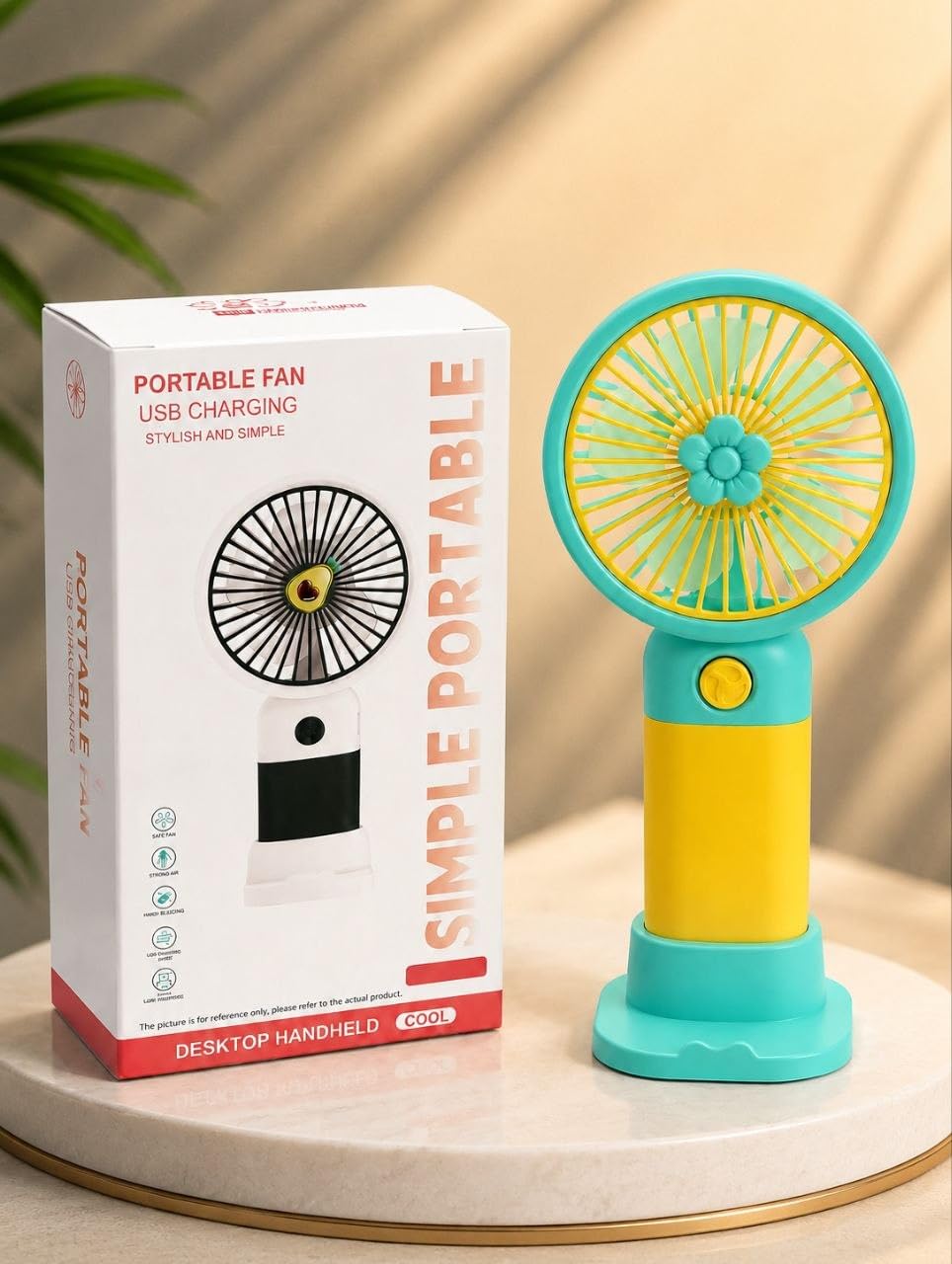 Portable Mini Fan USB Charging Desktop Handheld 3 Speed | 3 Speed Settings, USB Charging-image-3
