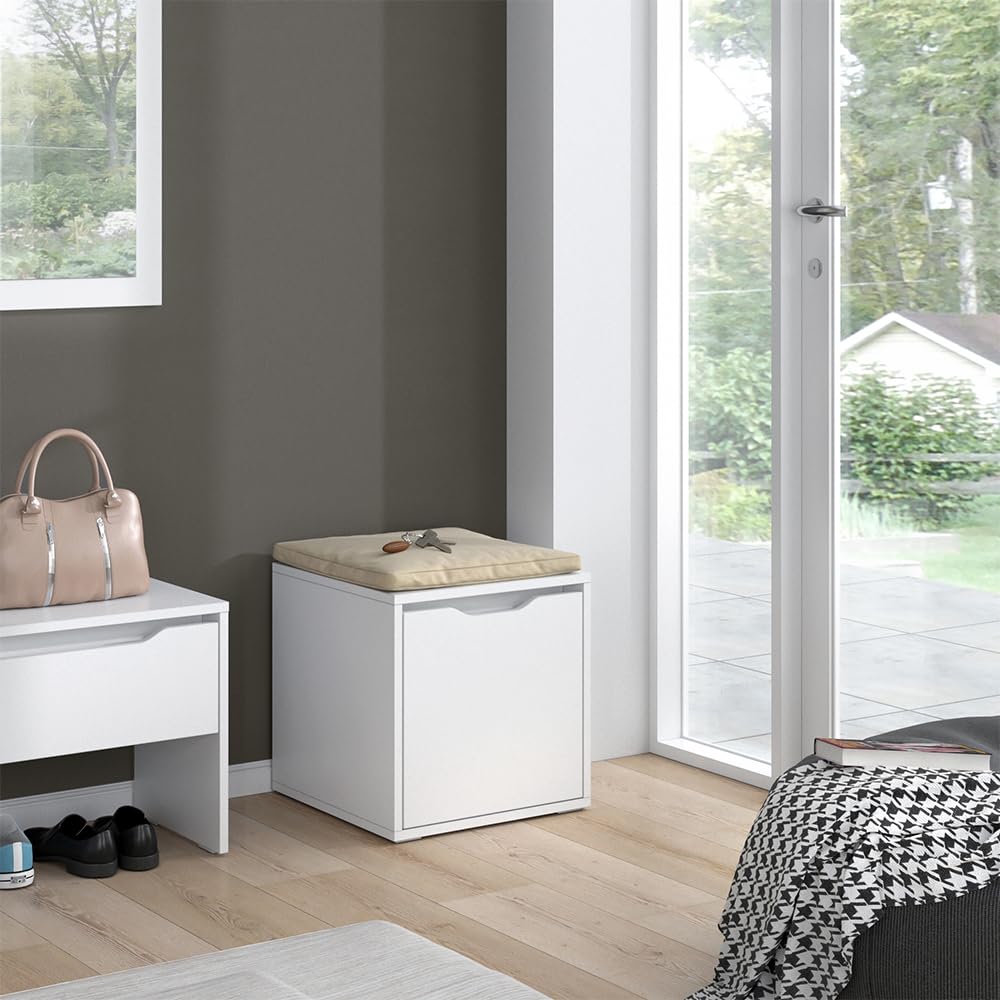Vicco Panca scarpiera da ingresso Ruben, Bianco, 40 x 40.6 cm