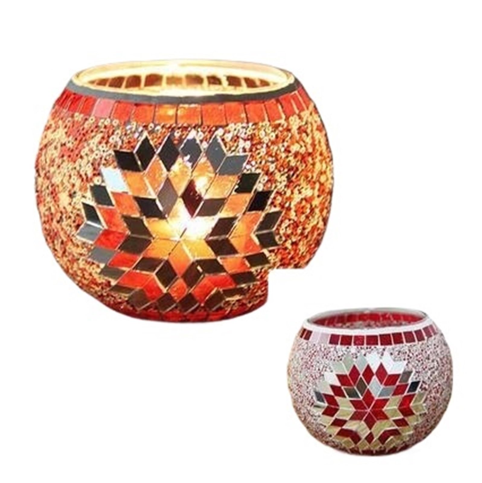 Candle sticks holder candle holders， Snowflake Mosaic Glass Candlestick Holders(Style22)