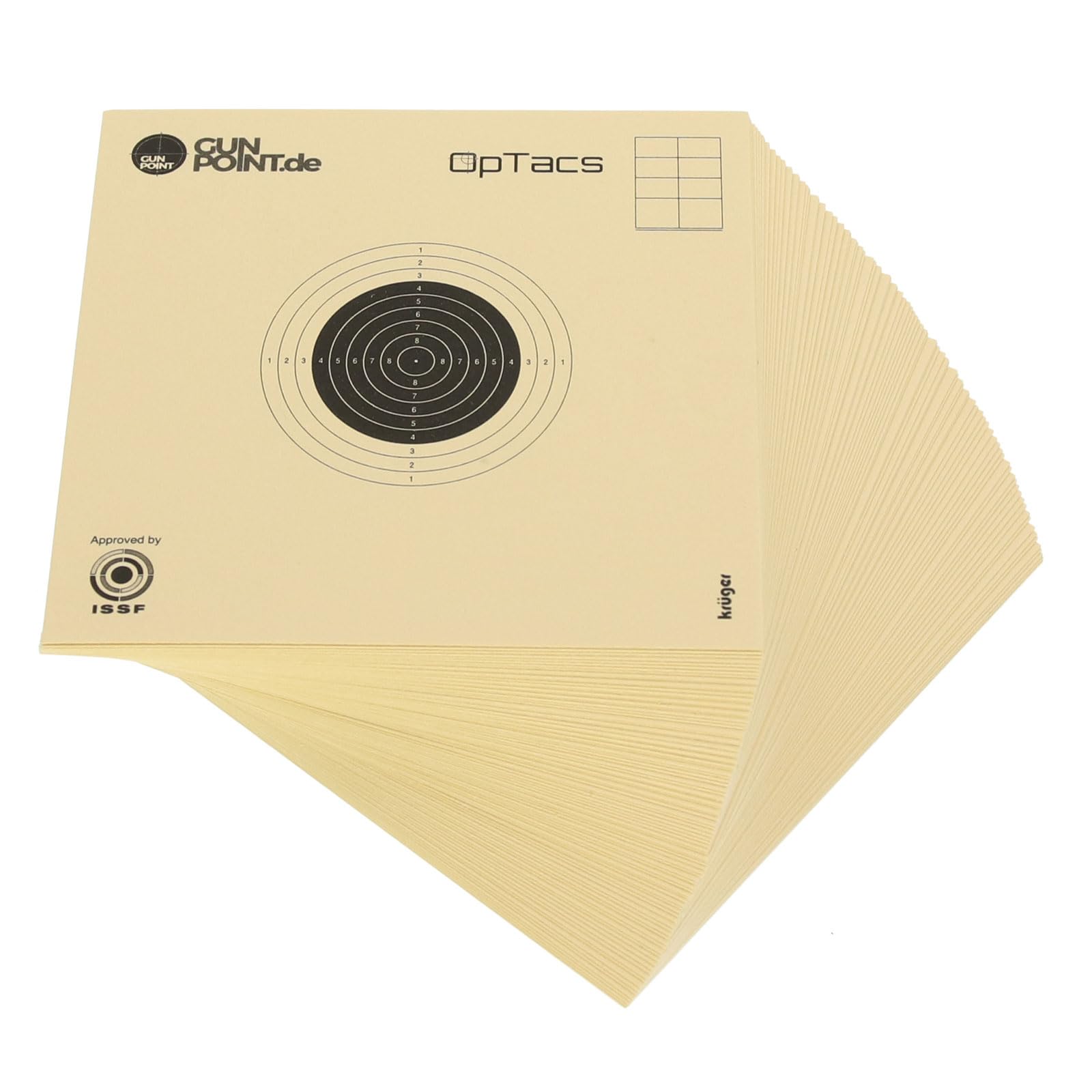 OpTacs - Luftgewehrscheibe 10 x 10 cm - Zielscheibe Luftgewehr Luftpistole Schießscheibe für Training und Wettkampf - 250er Pack