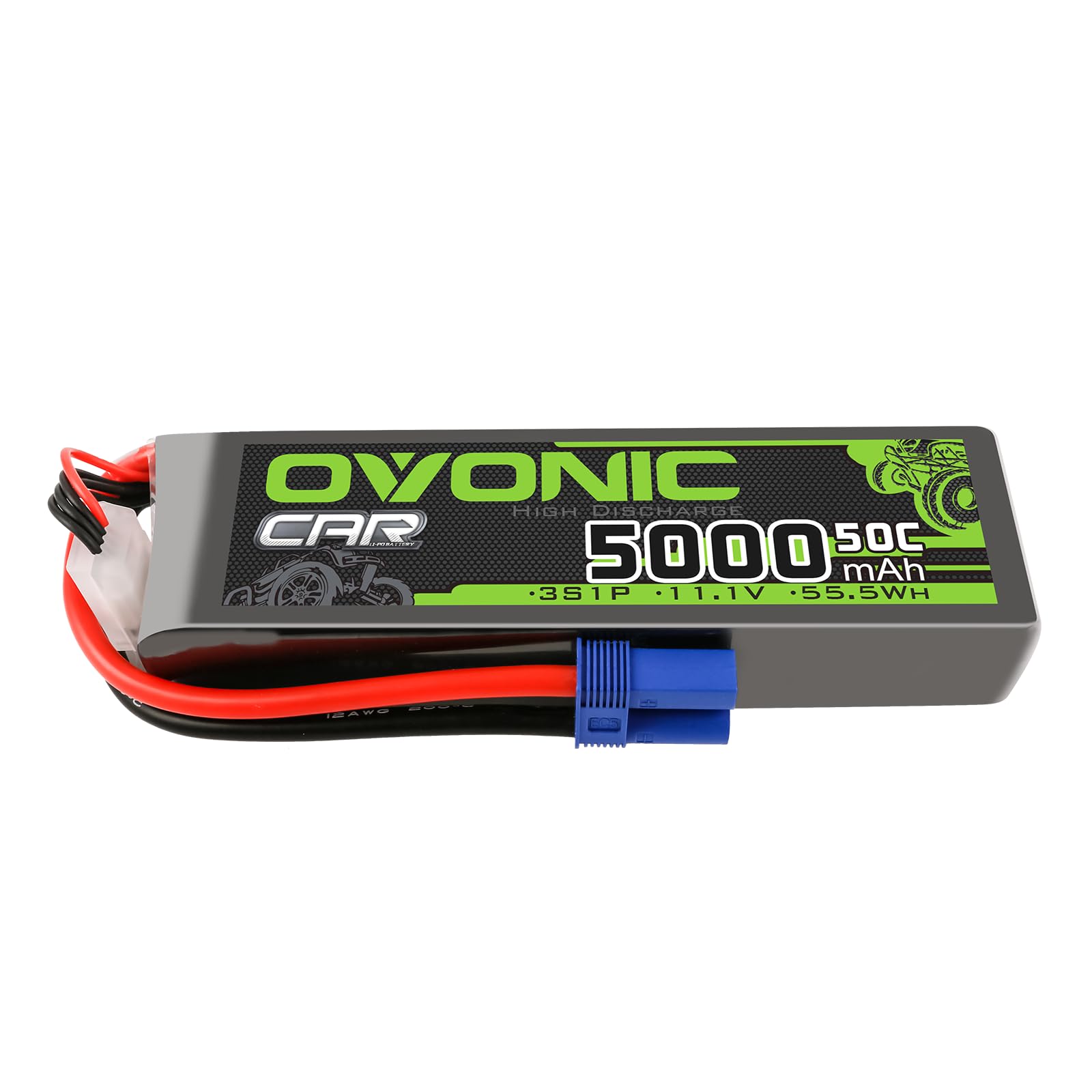 OVONIC Batteria Lipo 3s 11.1V 5000mAh 50C con connettore EC5 per RC Car Buggy Truck RC Truggy Team Associated RC Hobby