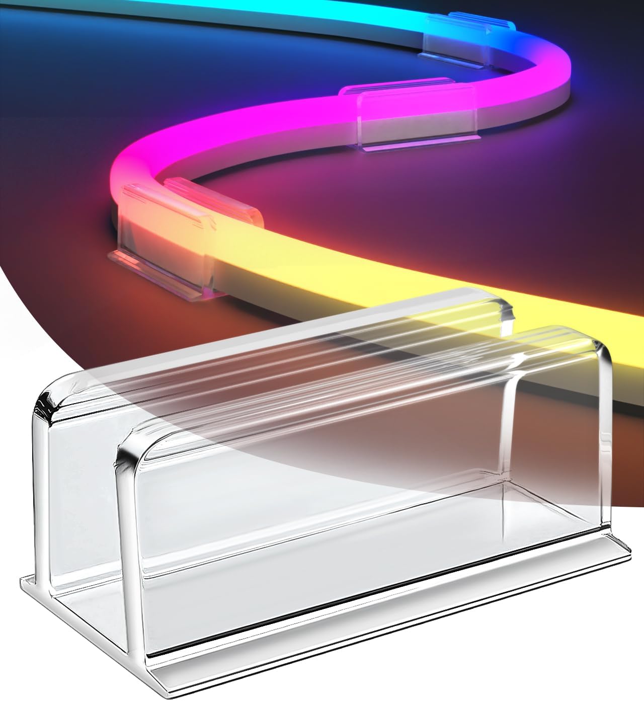 Neon Rope Light Clips Mounting - 43Pcs Clear Waterproof LED Strip Clip Brackets - Adhesive Wall Mount Holder for Govee and Other Neon LED Lights Strips (Not Support H61A2 & H61A0)
