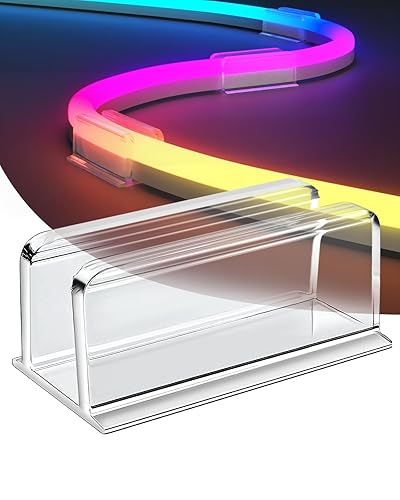 Neon Rope Light Clips Mounting - 30Pcs Clear Waterproof LED Strip Clip Brackets - Adhesive Wall Mount Holder for Govee and Other Neon LED Lights Strips (Not Support H61A2 & H61A0) - 30