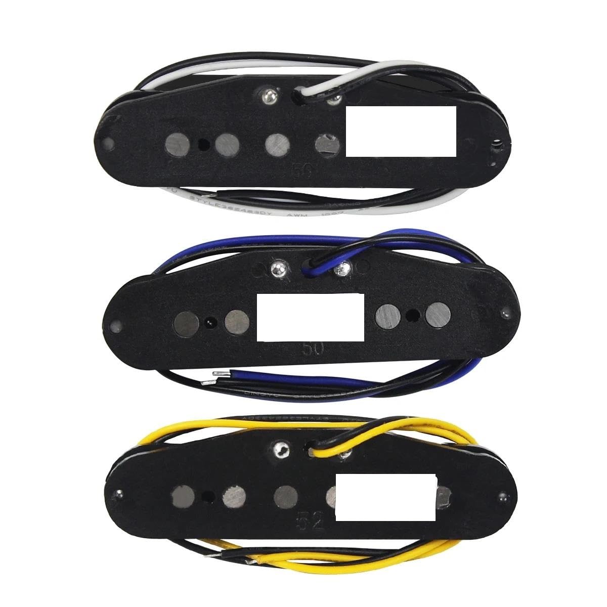Pastilla De Guitarra Eléctrica Profesional Juego De 3 Pastillas Guitarra Bobina Única Alnico 5 Color | Pastillas de cuello + medio + puente 50/50/52 mm tapa plana para guitarra ST