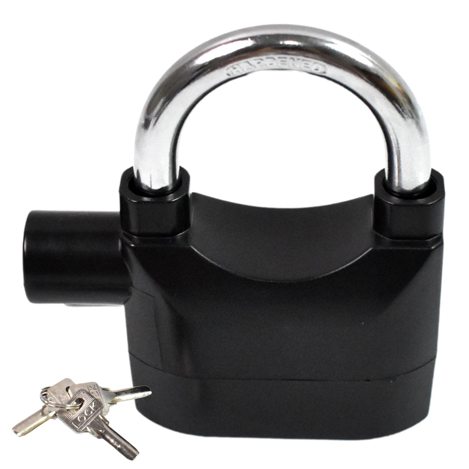 alarm security lock with motion sensor siren and 3 keys, metallic finish for home safety anti theft system for home, office door and bikes (motion sensing siren locks, metal, black)