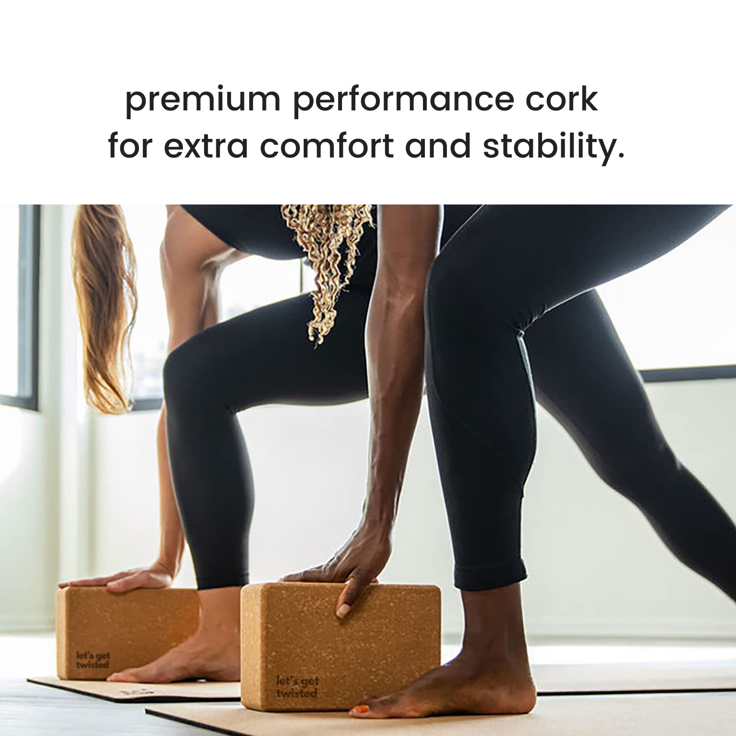 Luxuriöses Kork-Yoga-Block-Set, extra große Yoga-Blöcke mit leistungsfähigem portugiesischem Kork, hohe Dichte, rutschfeste Unterstützung für sichereres Balancieren, 2 Stück, 100 % Baumwolle, extra