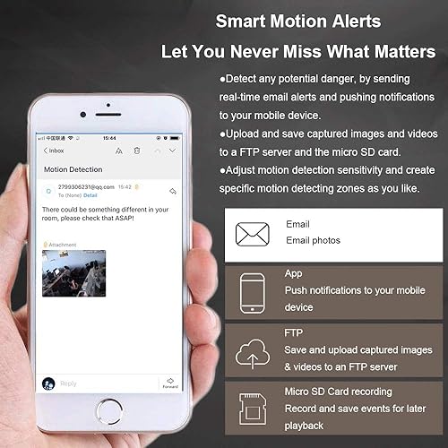 Miniatura 6 de Cámara de seguridad HD WiFi domo cámara IP inalámbrica sistema de vigilancia para el hogar audio con detección de movimiento (720P)
