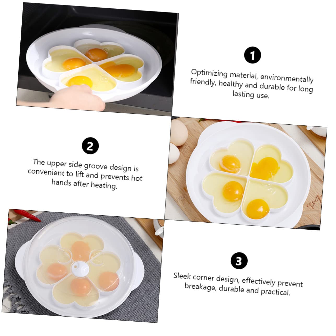 SOLUSTRE 1Pc Heart Shaped Egg Steamer for Microwave Kitchen Supplies for Healthy Breakfast Cooking Easy to Clean for Home Office and Outdoor Use