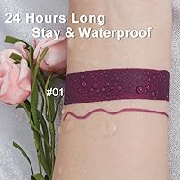 Vista 5 de evpct Juego de 2 lápices delineador de labios y lápiz labial líquido mate de 24 horas, color ciruela púrpura, maquillaje para mujer, lápiz labial