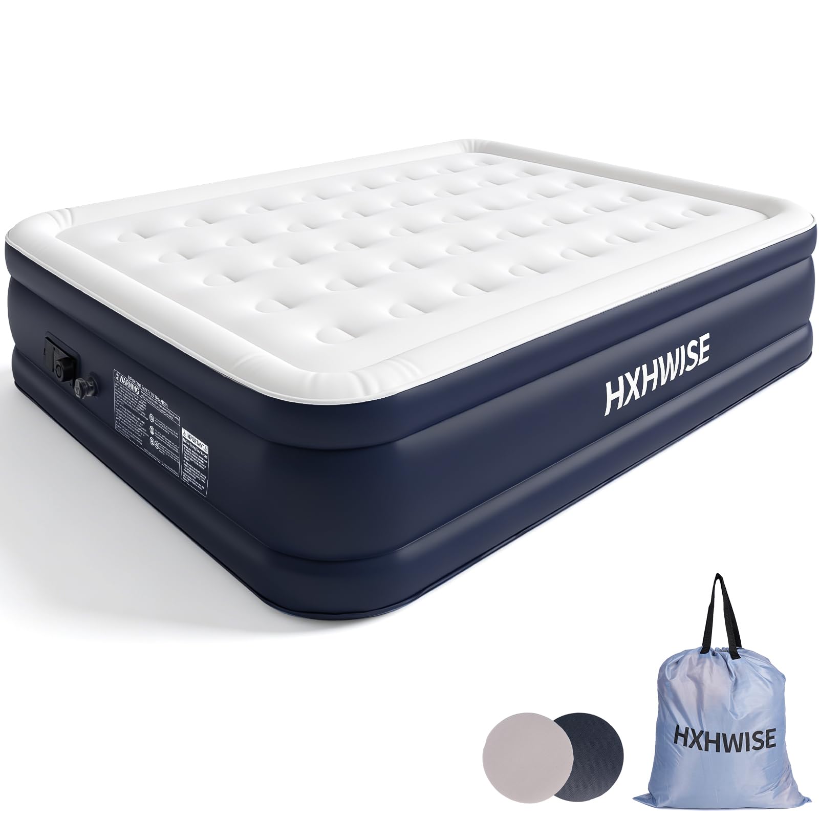 Colchón de aire individual con bomba integrada, 18 pulgadas de alto y capacidad de hasta 800 libras, inflado rápido en 3 minutos, colchón inflable duradero con bolsa de almacenamiento, cama inflable
