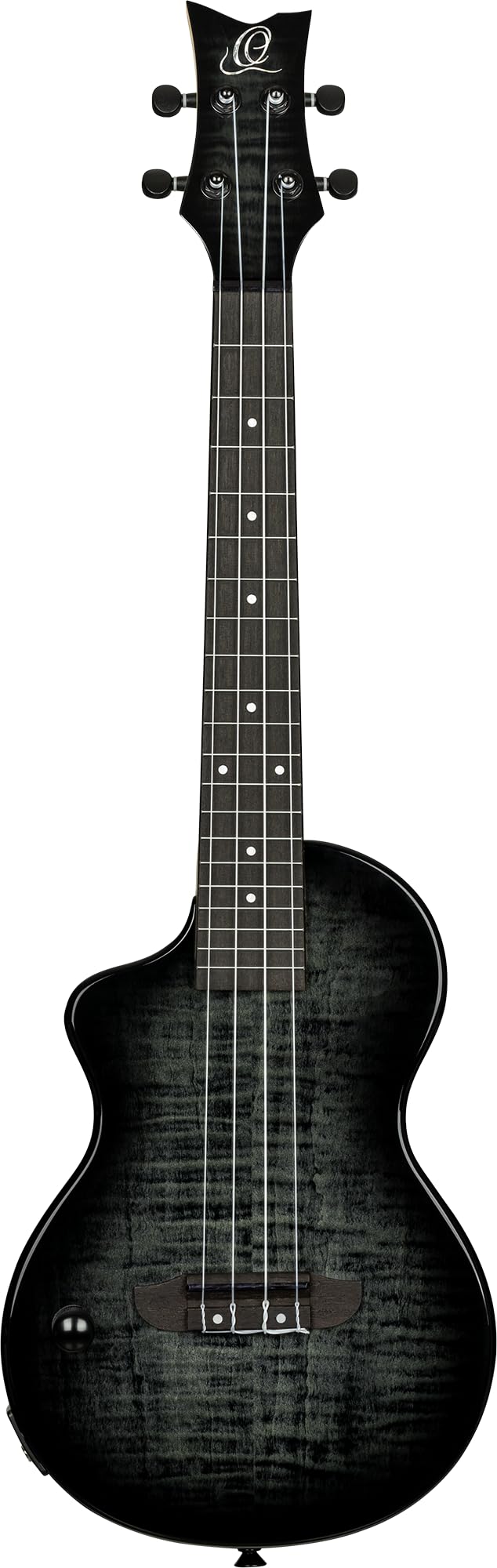 Ortega Guitars Ukulélé Ténor Gaucher – Électro-Acoustique, Corps Plein – Neo Series – Housse Incluse – Érable Flammé/Okoumé, Noir/Gris (NEO-U-TGB-L)