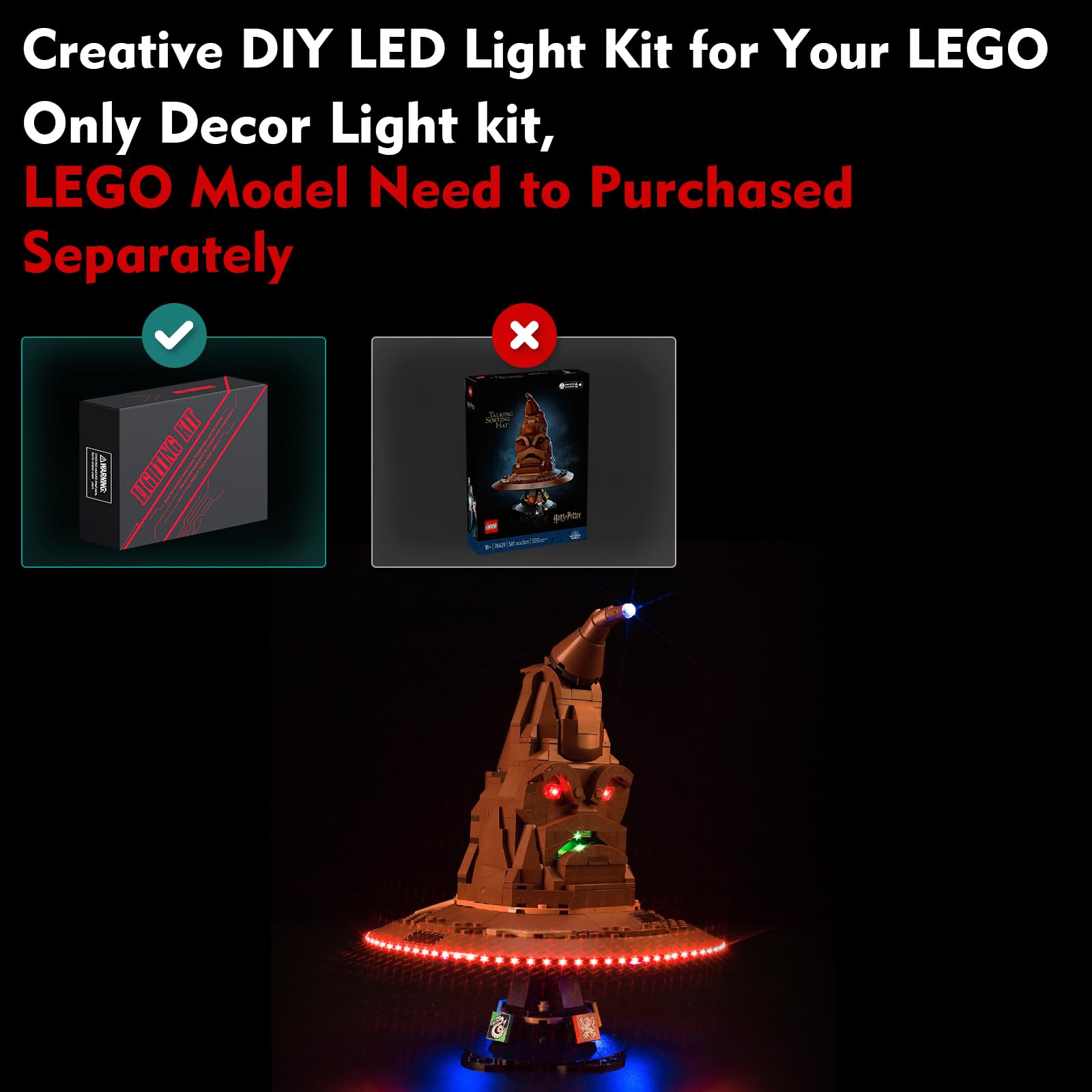 Light Kit for Lego Talking Sorting Hat Lighting Set for Lego 76429 Hogwarts Talking Sorting Hat - Not Include Models, Just Light Kit - Image 2
