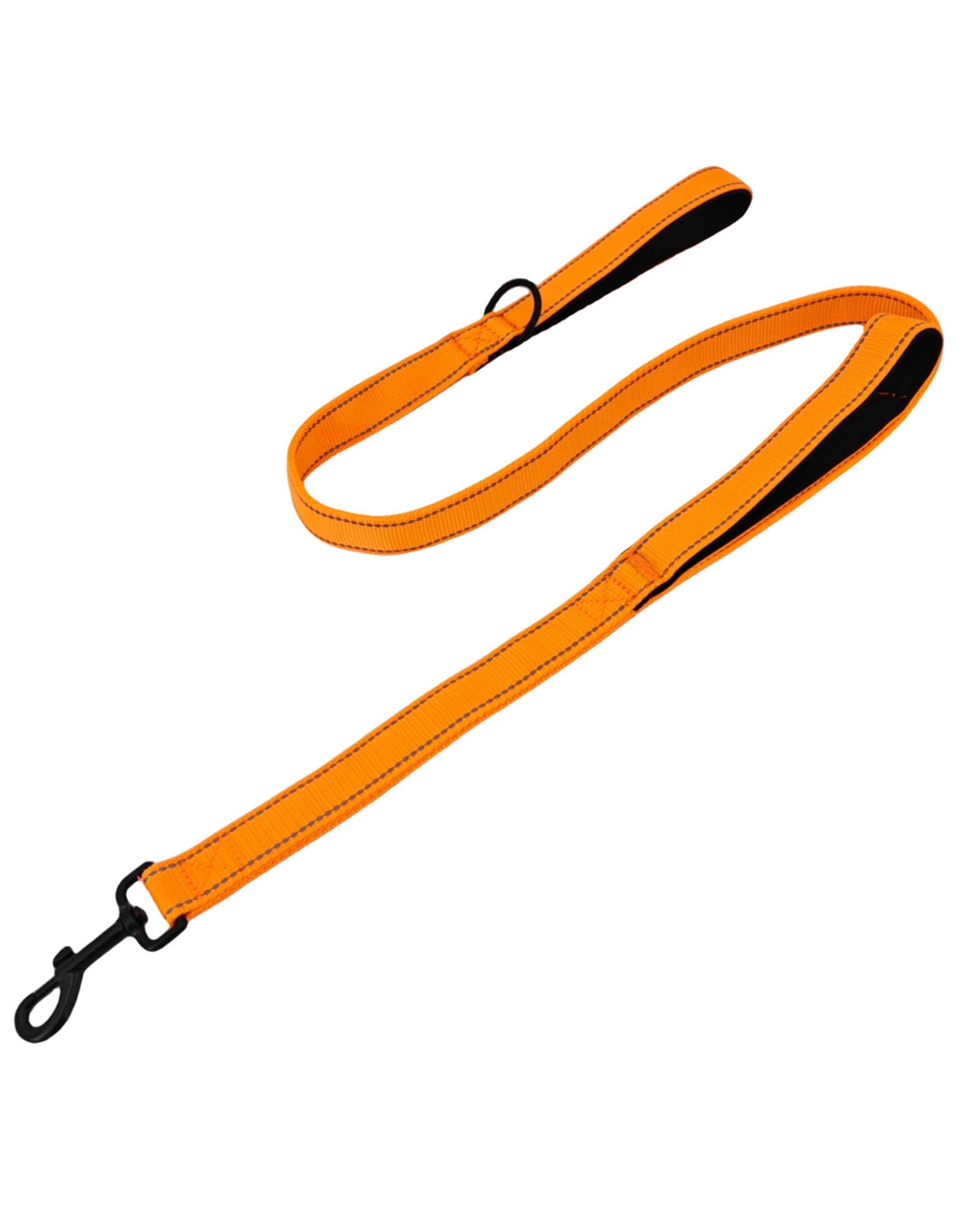 Solmoony 4FT Orange Strong Dog Leash with 2 Padded Handles, Traffic Handle Extra Control, Double-Sided Reflective Walking Lead for Small Medium and Large Dogs(Orange, 4FT)