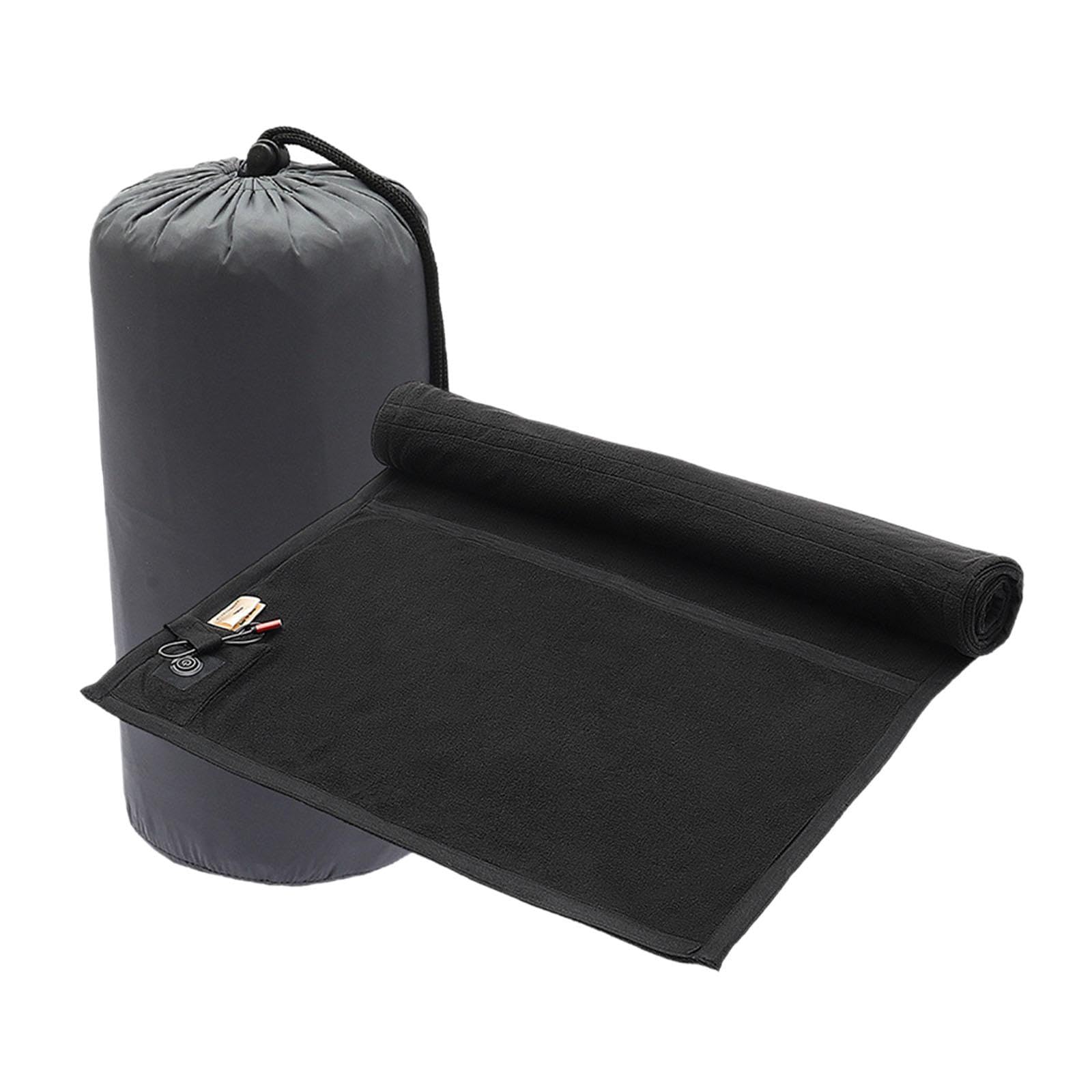 Oshhni Sacco a pelo riscaldato, temperatura regolabile con borsa portaoggetti, coperta riscaldata per zaino in spalla, divano, tenda, Nero