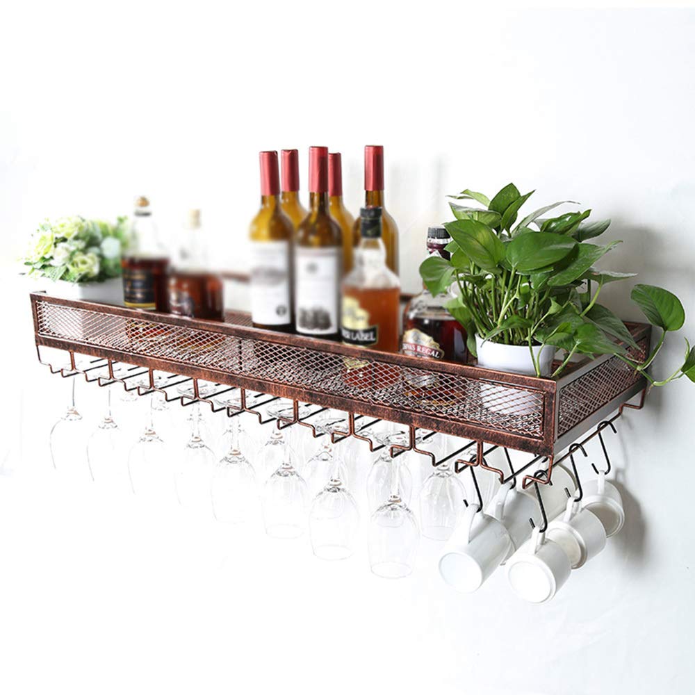Casier à vin au bar industriel en métal et bois de 100 cm style européen de luxe