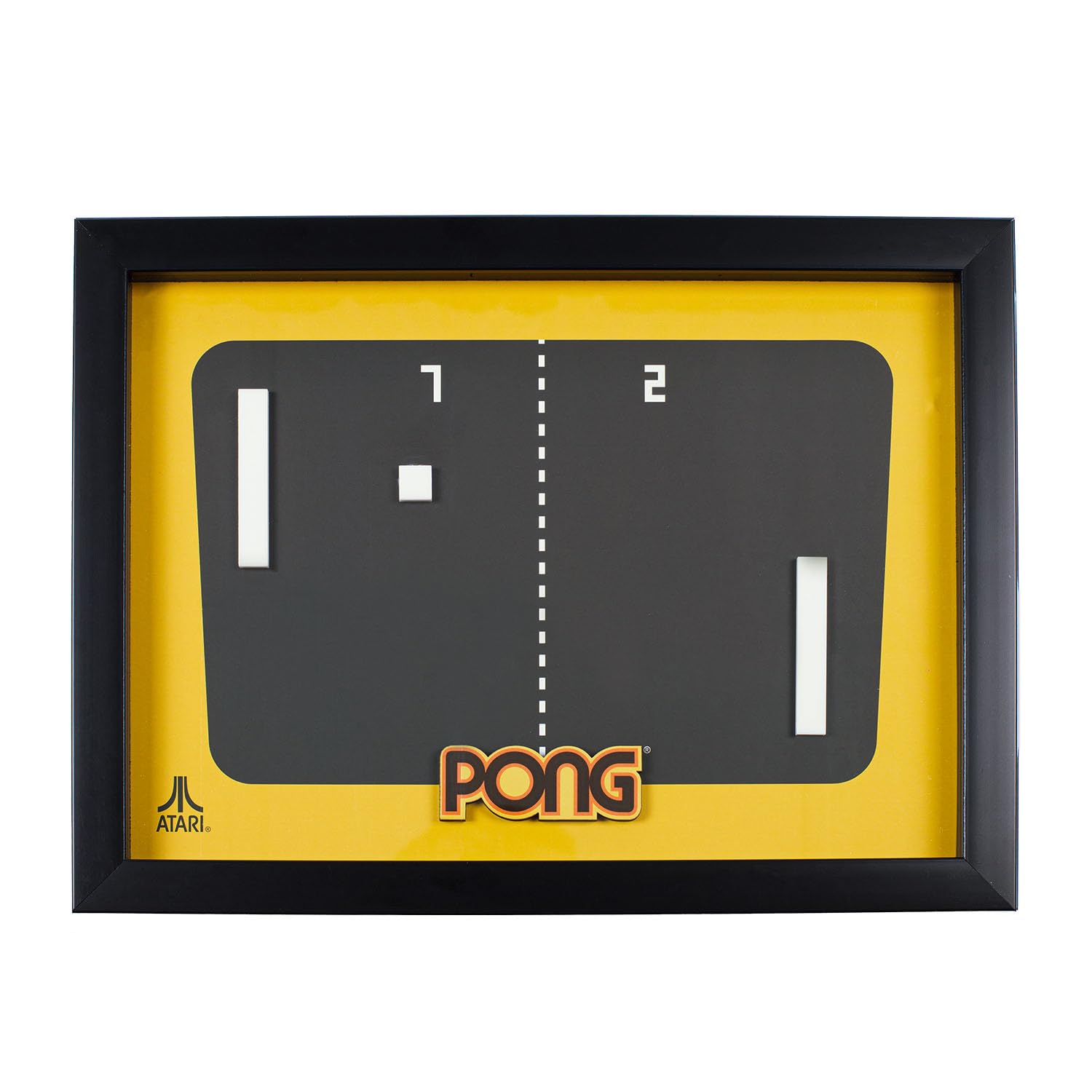 Official Atari 3D Gaming Wall Art, Authentic Pong Collection for Gaming Setup, Gaming Wallpaper, Gaming Room Decor and Gaming Wall Stickers, Black Frame - ThumbsUp!