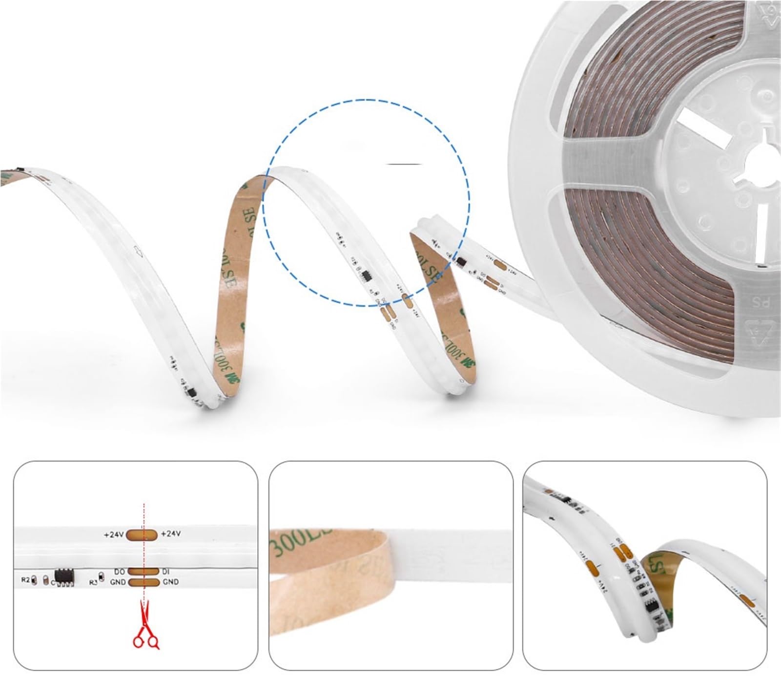 WS2811 COB tira de luz LED 720 576 360 leds/m WS2812B color de ensueño cinta de luz flexible FOB 10/12 mm PCB RA90 DC12V/24V (DC12V, 720 pulgadas, 12 mm, 2 m)