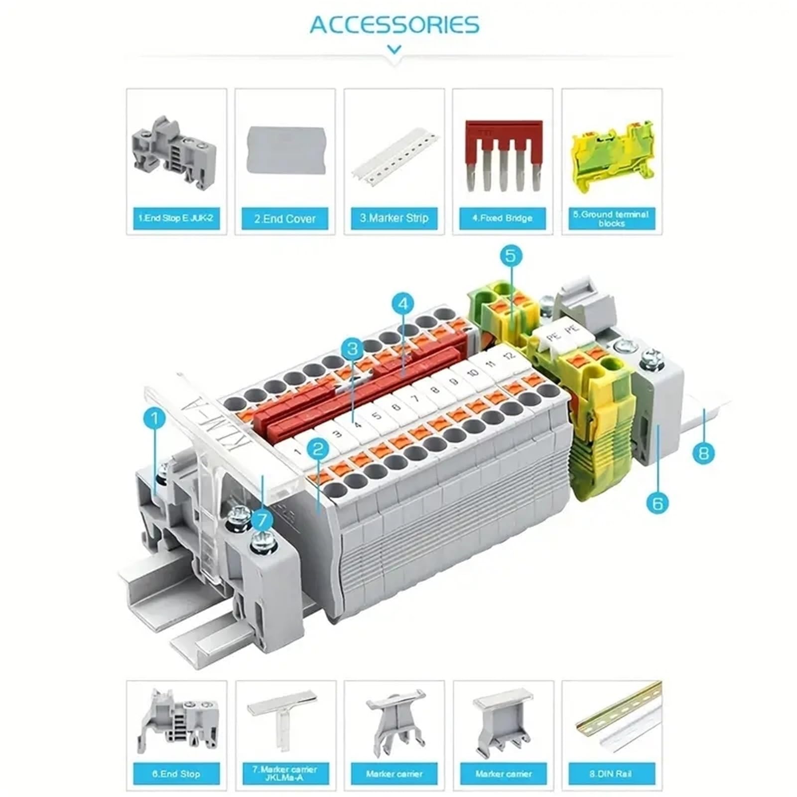 DIN-Schienen-Twin-Feder-Push-In-Klemmensteckverbinder der PT-Serie, 20 Stk