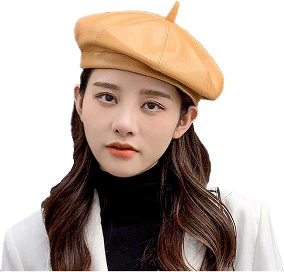 Amazon Coover ベレー帽 レディース 帽子 無地 Pu サイズ調整可 春冬 帽子 男女兼用 カラフル 黄色 ベレー帽 通販