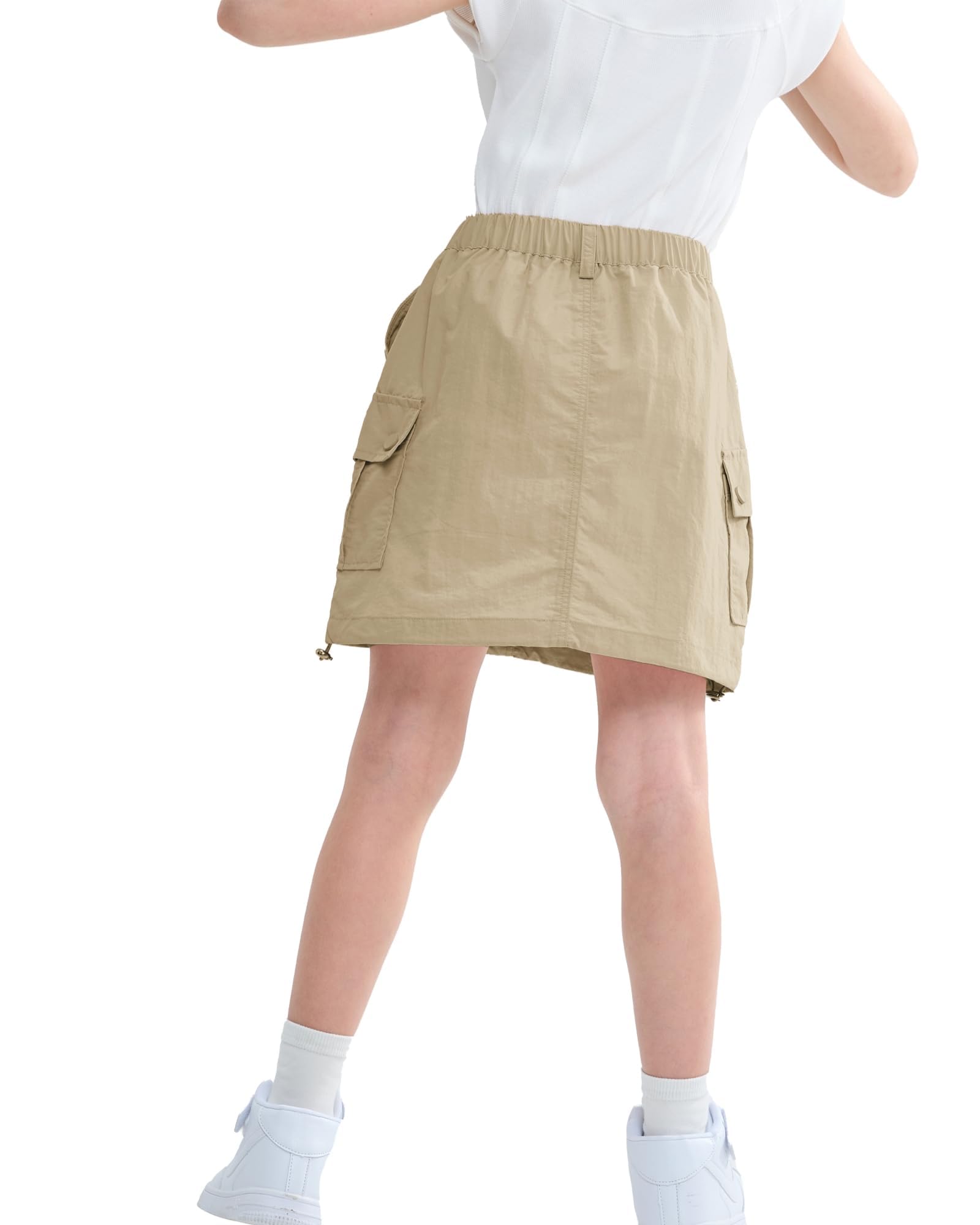 Rolanko Faldas para Niñas Pantalones Cortos Interiores con Bolsillos Cargo Skort Cintura Elástica