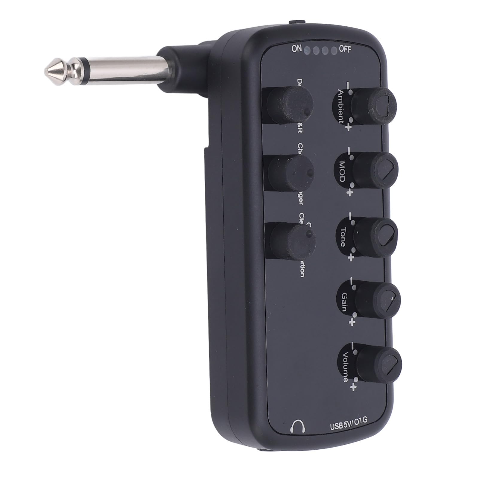Pocket -Gitarren -Kopfhörerverstärker, E -Gitarren -Kopfhörerverstärker mit Verzerrung Overdrive -Verzögerung, Wiederaufladbarer Mini -Verstärker für Schlafzimmerpraxis, Chorus