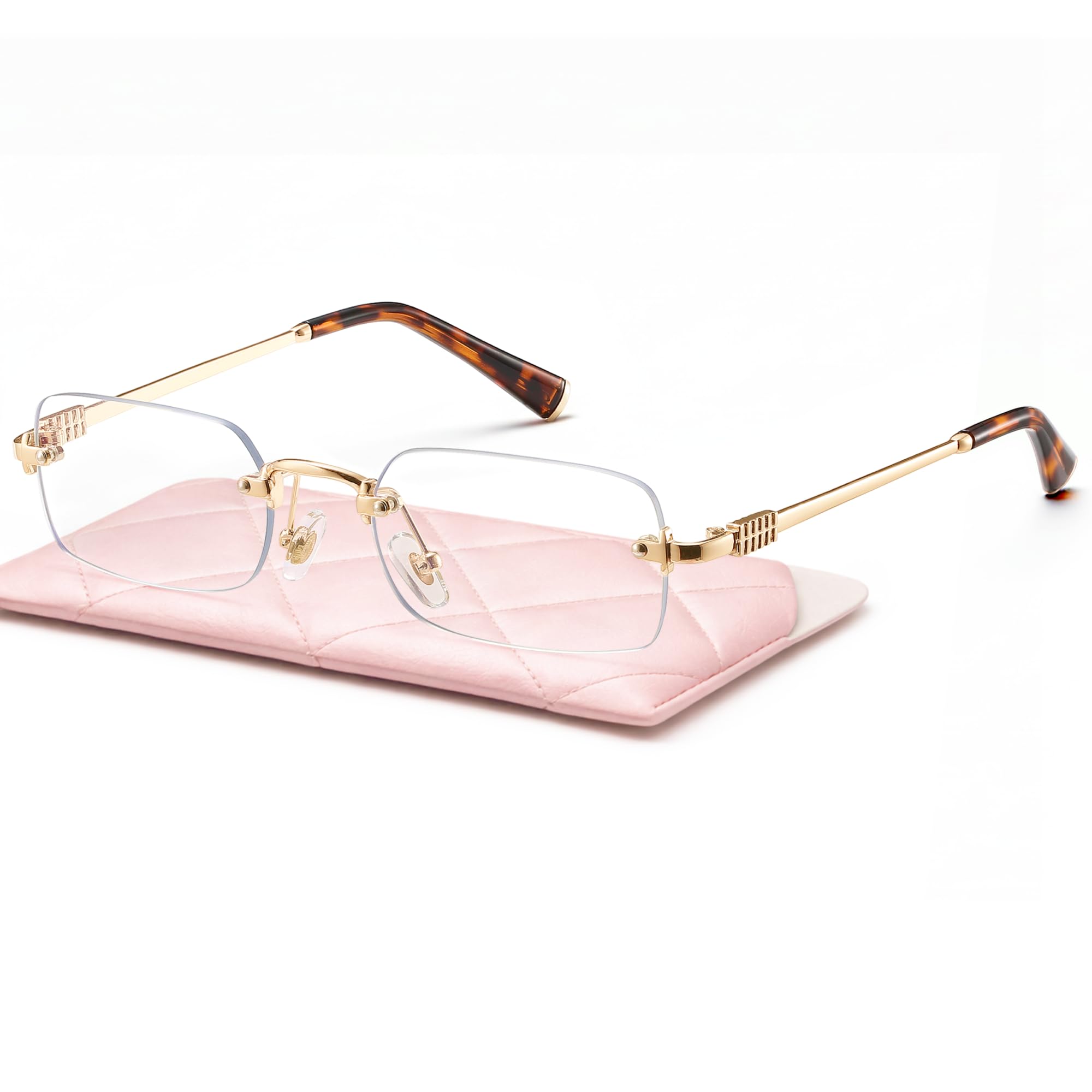livho Ultra-Light Statement Glasses — Rectangular Metal Blue-Light Frames for Women